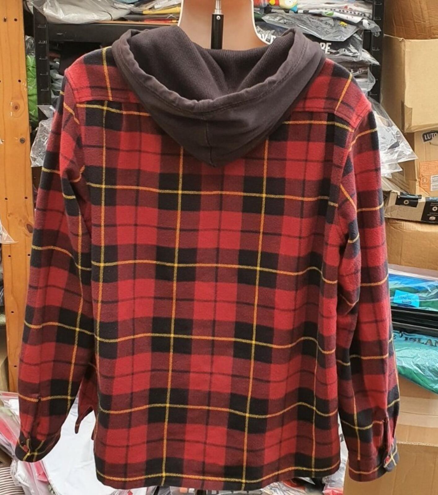 FW16 Supreme Hooded Plaid Half Zip Hooded Shirt Red Size L