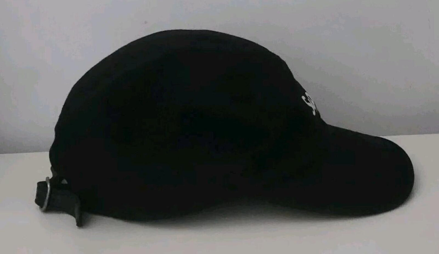FW23 Supreme Washed Chino Twill Camp Cap Black Leather Strap Hat