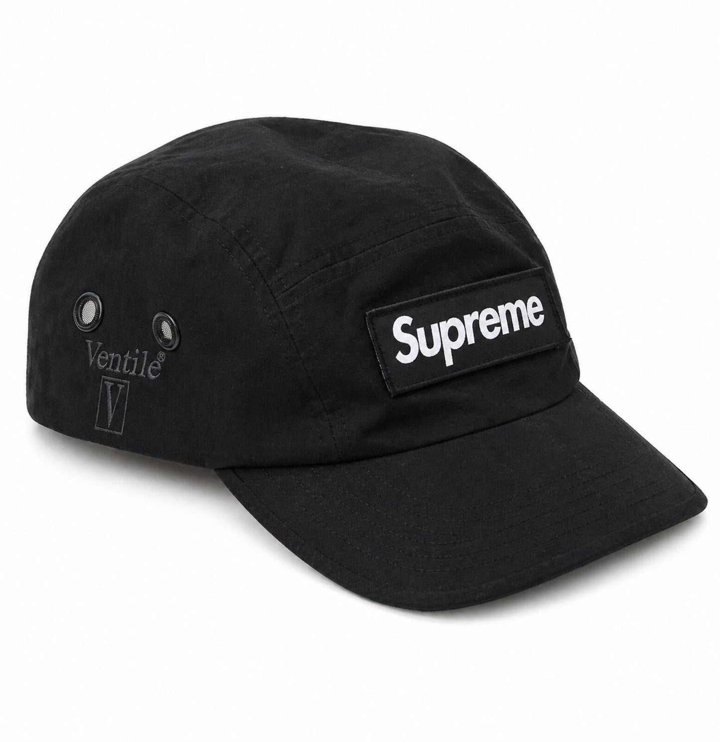 SS23 Supreme Ventile Camp Cap Schwarz Wasserabweisend