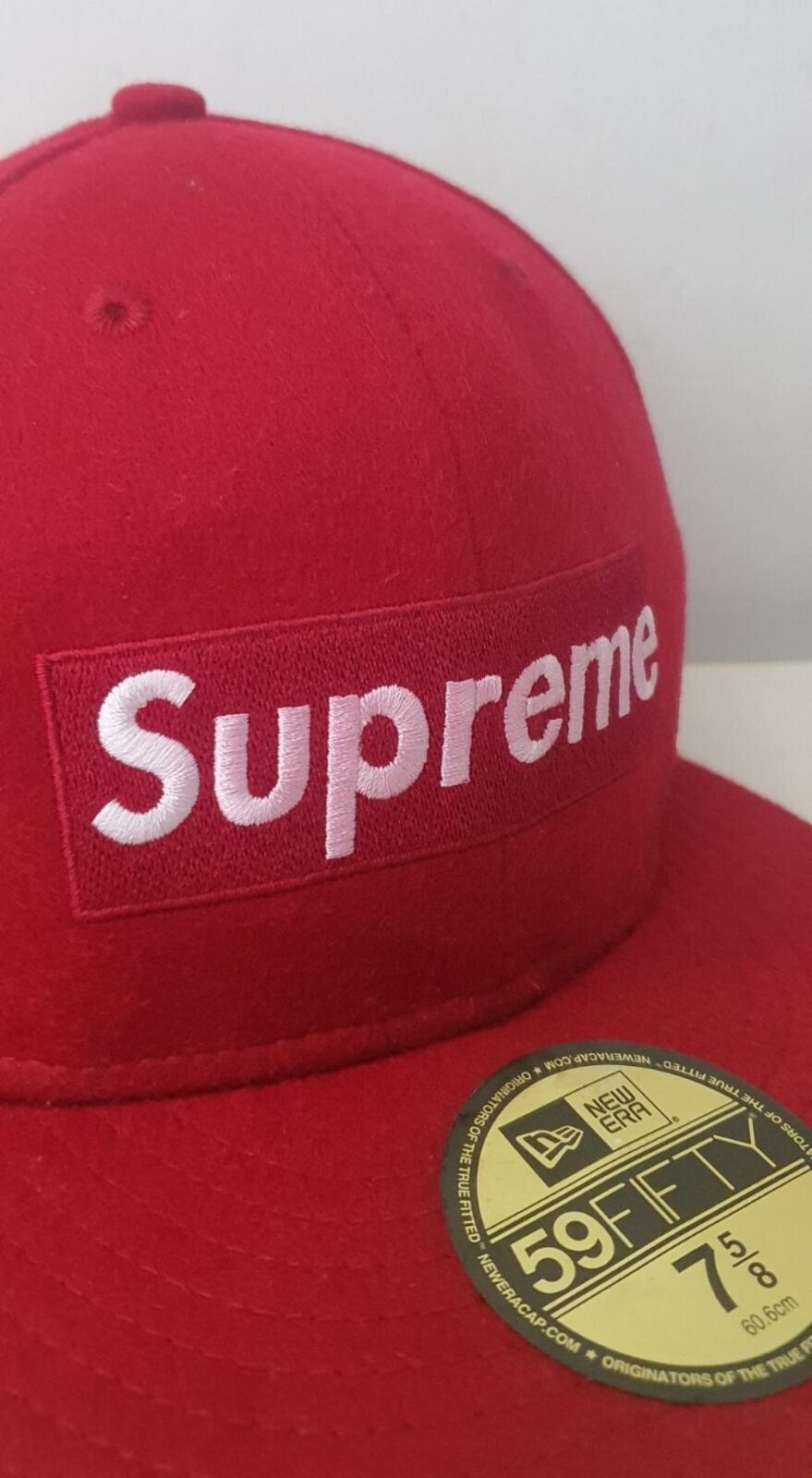 FW11 Supreme Loro Piana Box Logo New Era Red Wool size 7 5/8