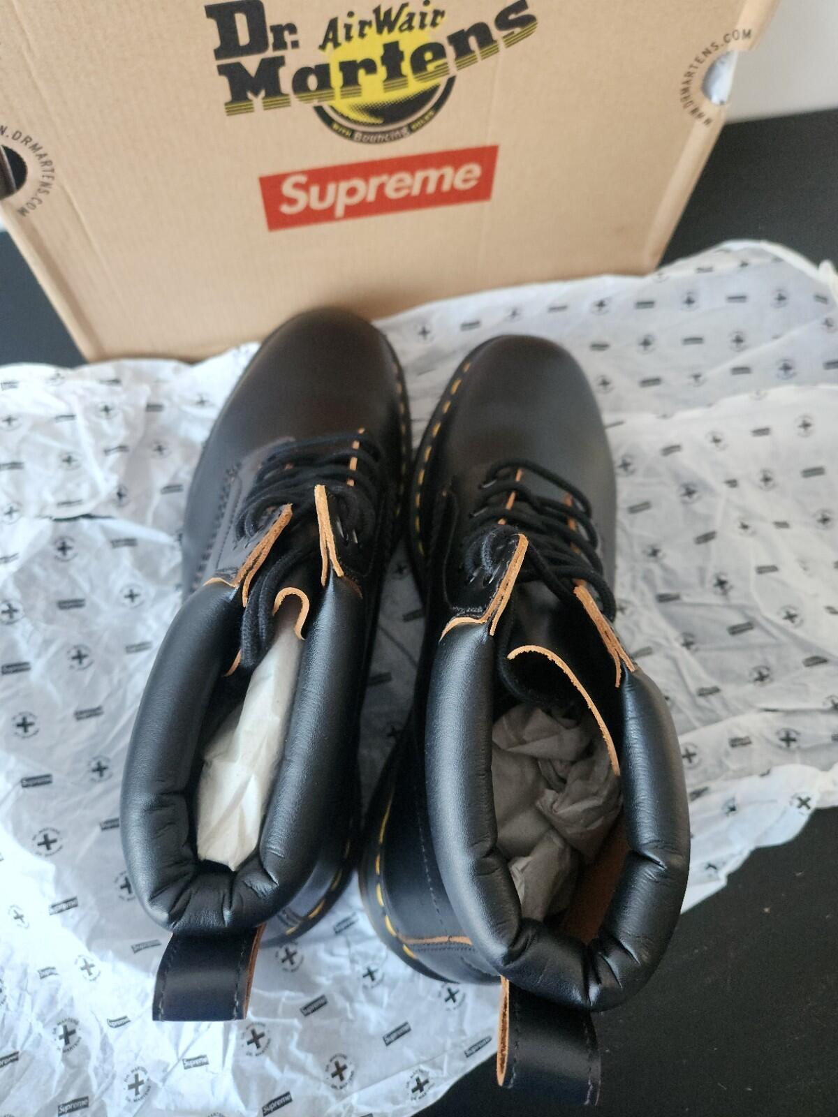 FW15 Supreme x Dr. Martens 6-Eye Boots Black UK 10 EU 45 US 11 Leather
