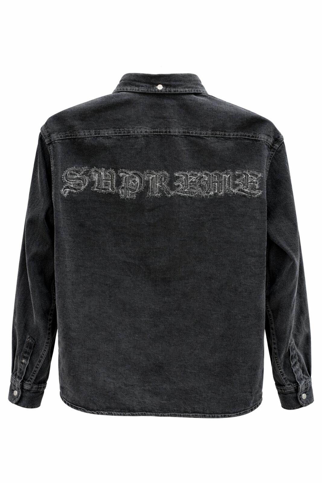 FW21 Supreme Appliqué Jeanshemd Schwarz Größe M
