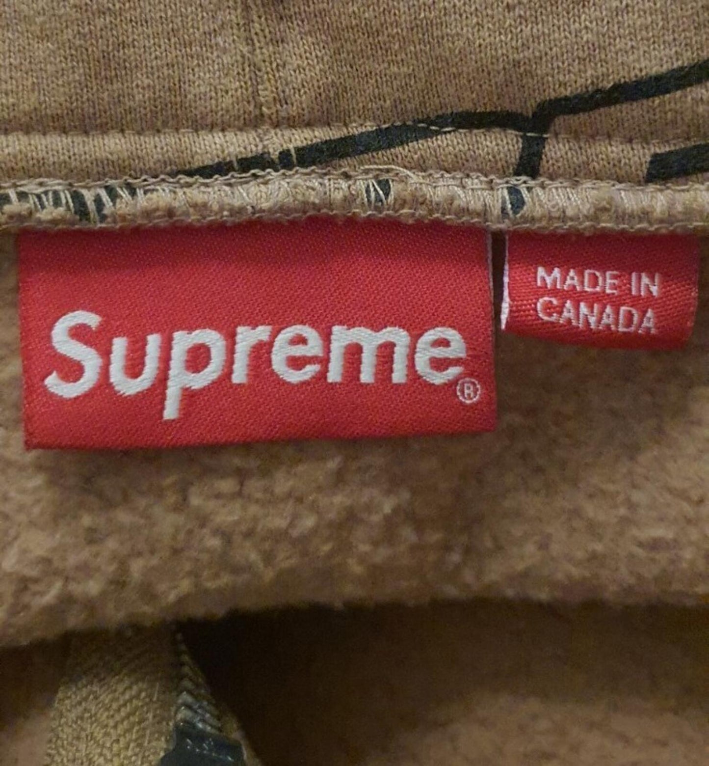 SS18 Supreme Repeat Zip Up hooded sweatshirt light brown size M medium hoodie