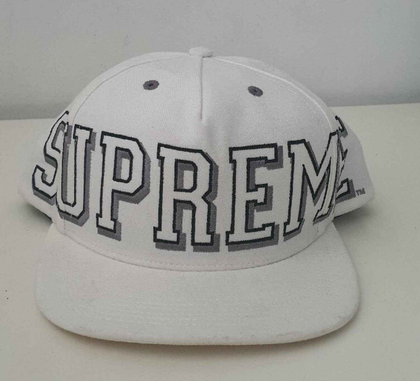 FW13 Supreme Banner 5-panel White Cap Big logo vintage hat ASAP ROCKY Rare 2013