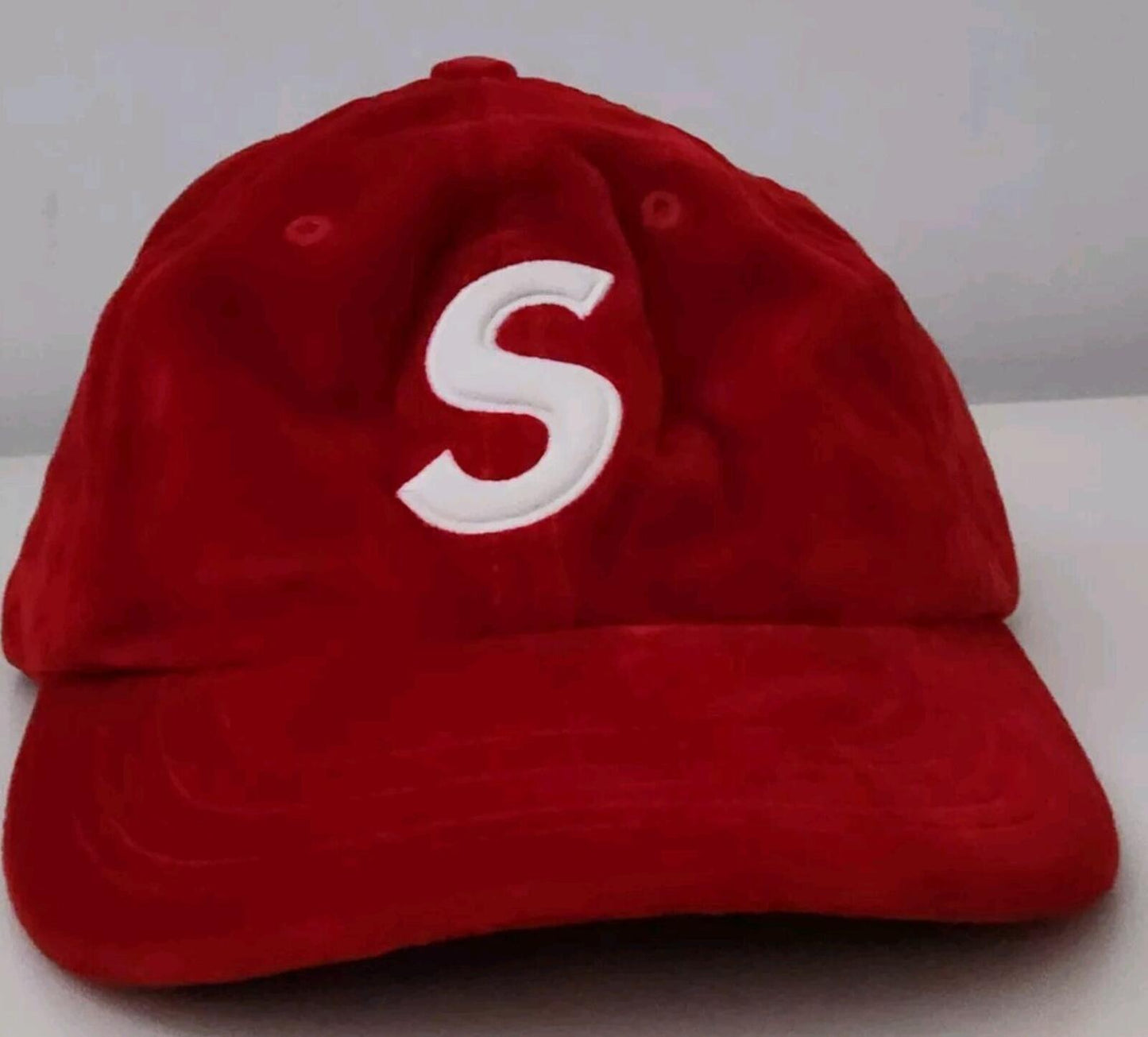 FW20 Supreme S Logo Velvet 6-panel Cap Red