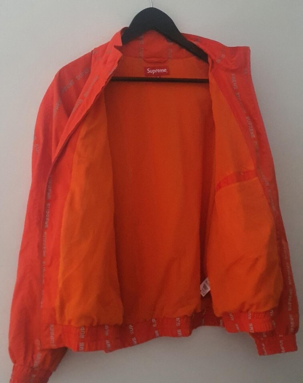 FW18 Supreme Reflective Text Track Jacket Naranja Talla S Resistente al agua