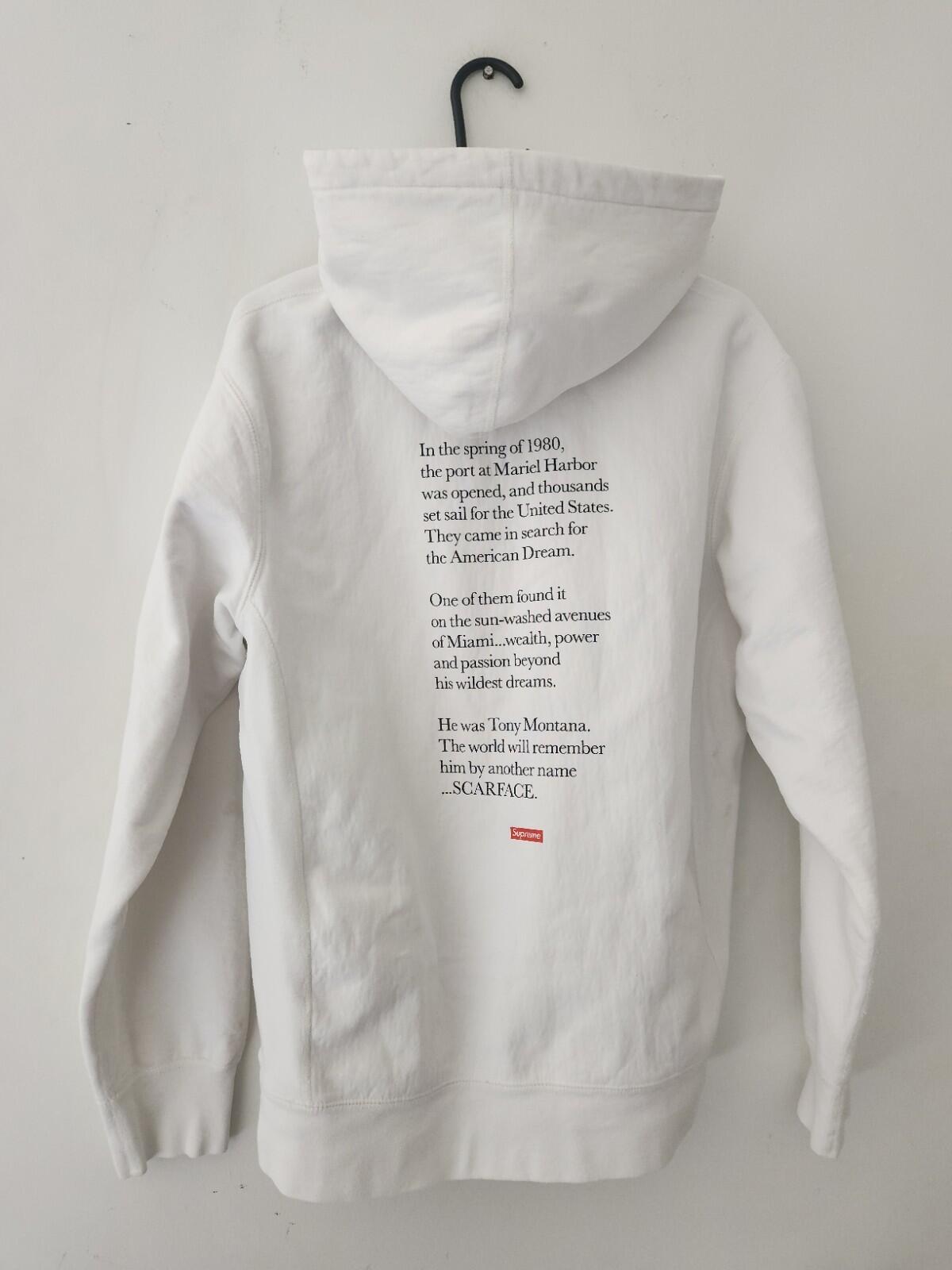 FW17 Supreme x Scarface Friend Kapuzenpullover Weiß Größe L