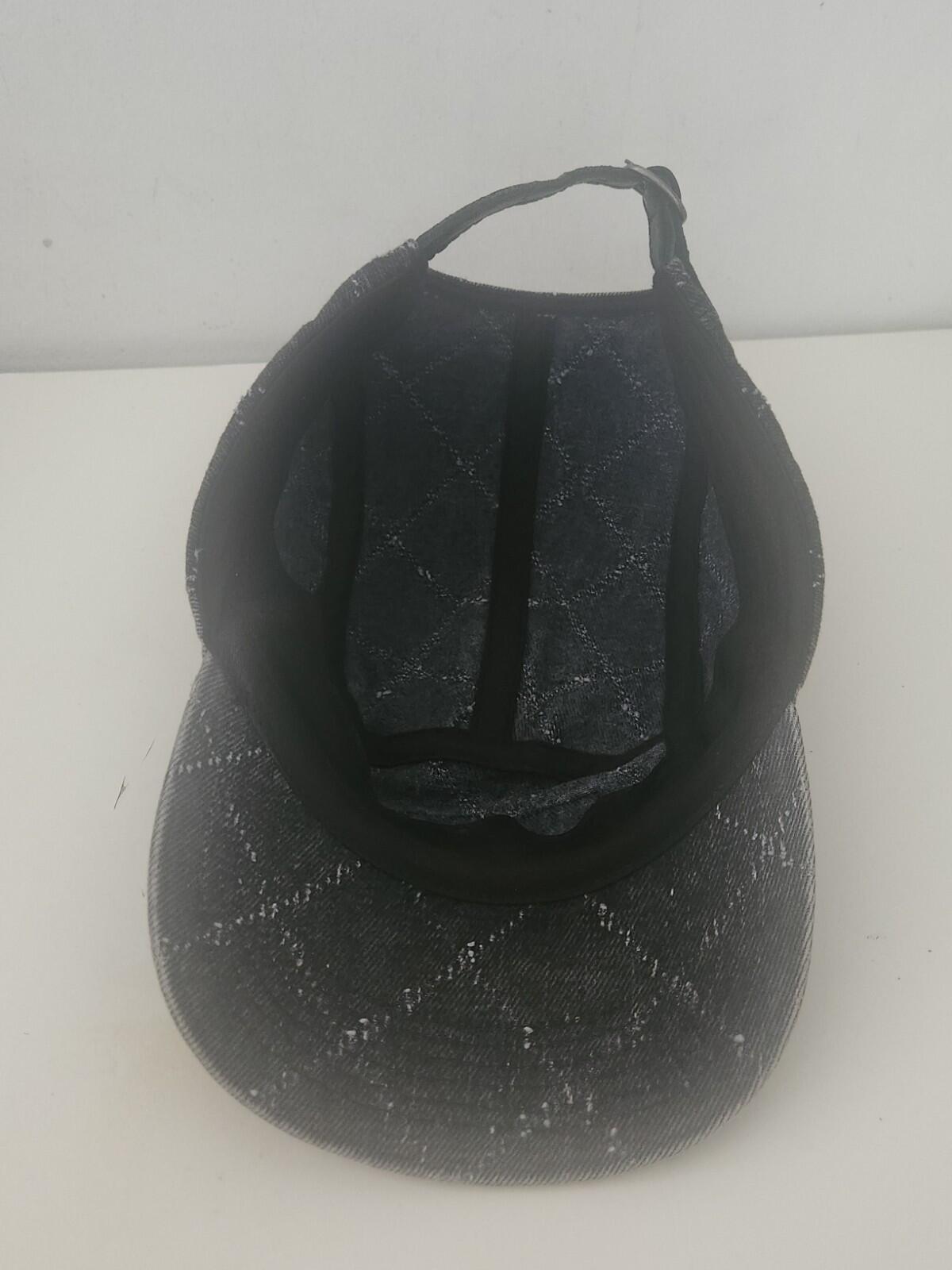 FW23 Supreme Punched Denim camp cap black hat 15 Oz. denim leather strap closure