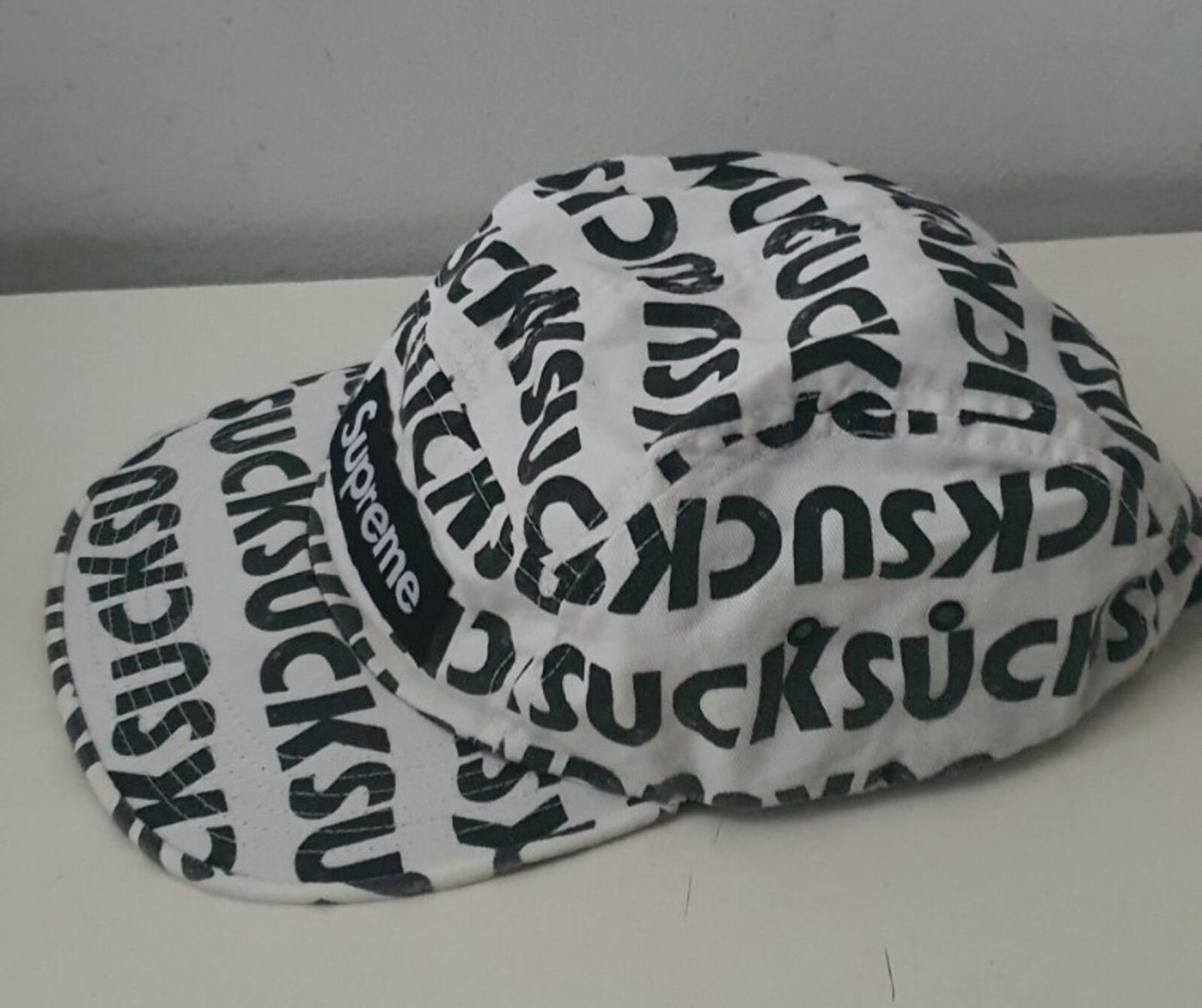 FW16 Supreme Suck camp cap white hat