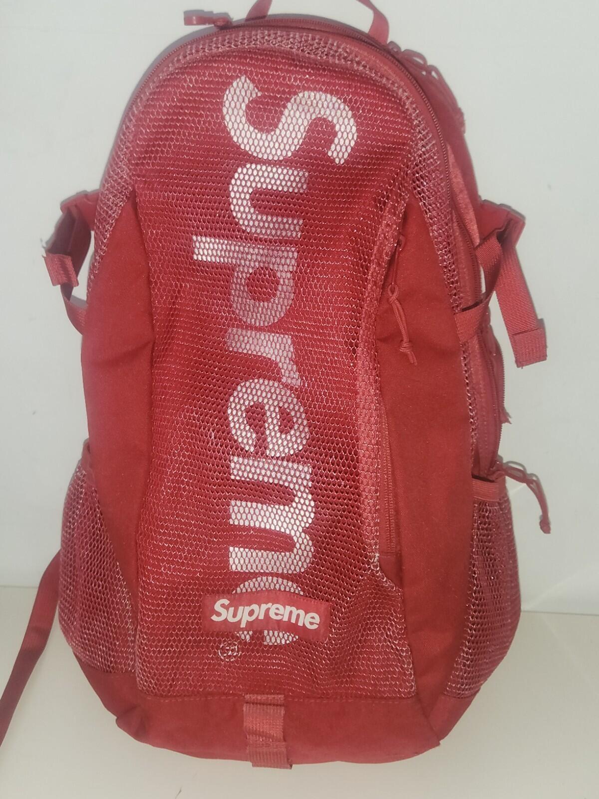 SS20 Supreme Rucksack Netztasche Dunkelrot