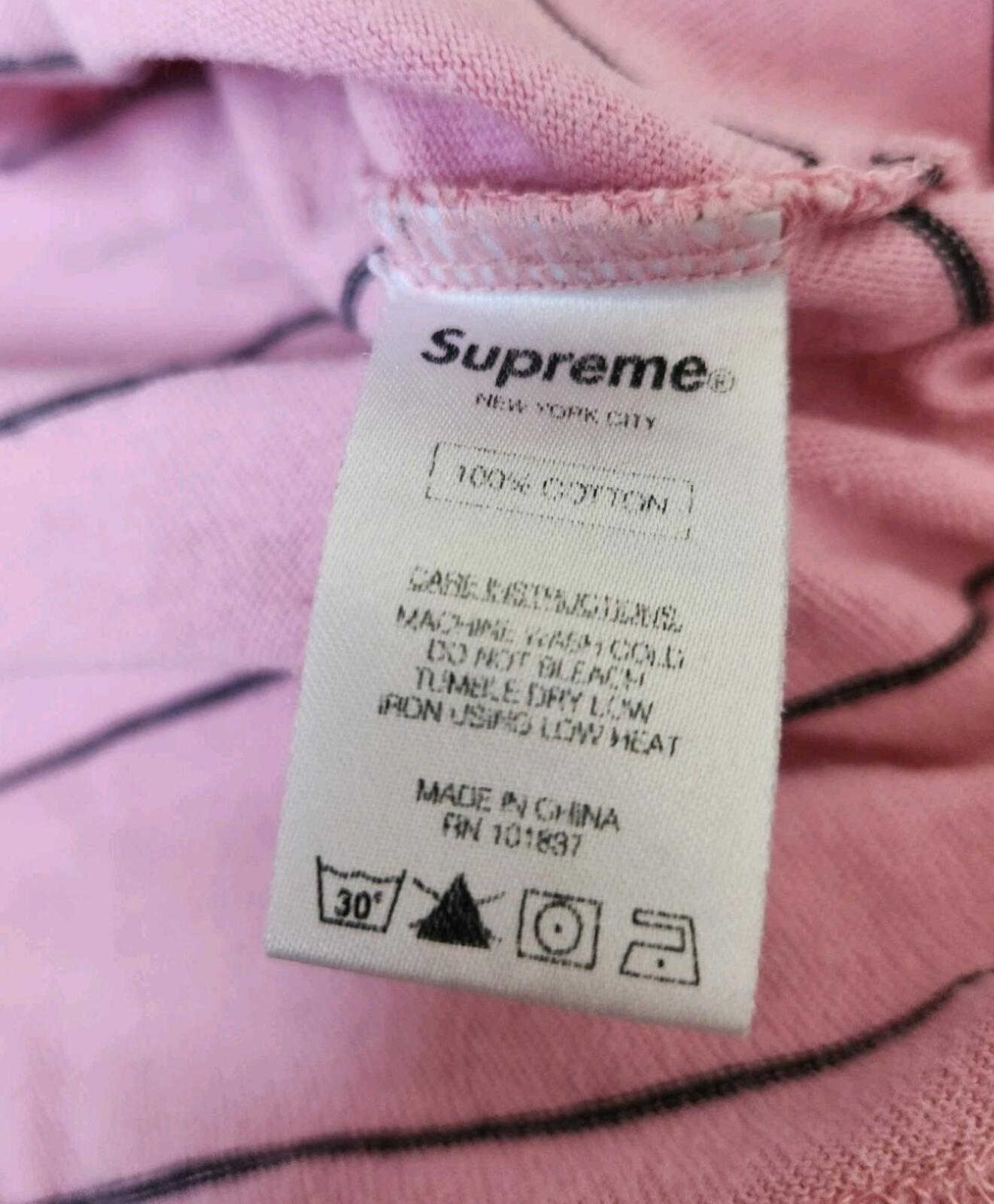 SS16 Supreme Pinstripe tee size M medium T-shirt pink