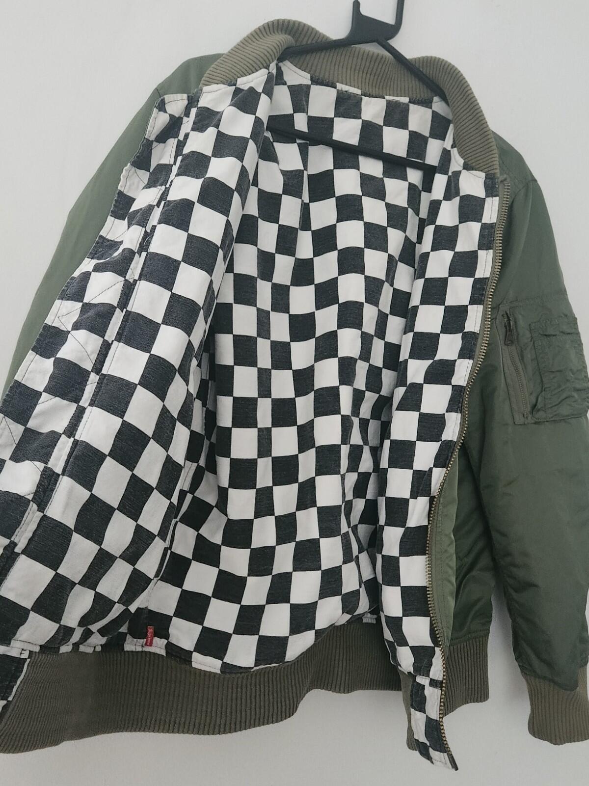 SS16 Supreme Reversible Checkered MA-1 jacket green bomber size M medium satin