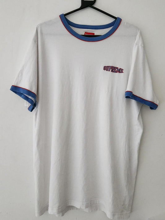 SS18 Supreme Piping Ringer Tee talla XL camiseta blanca