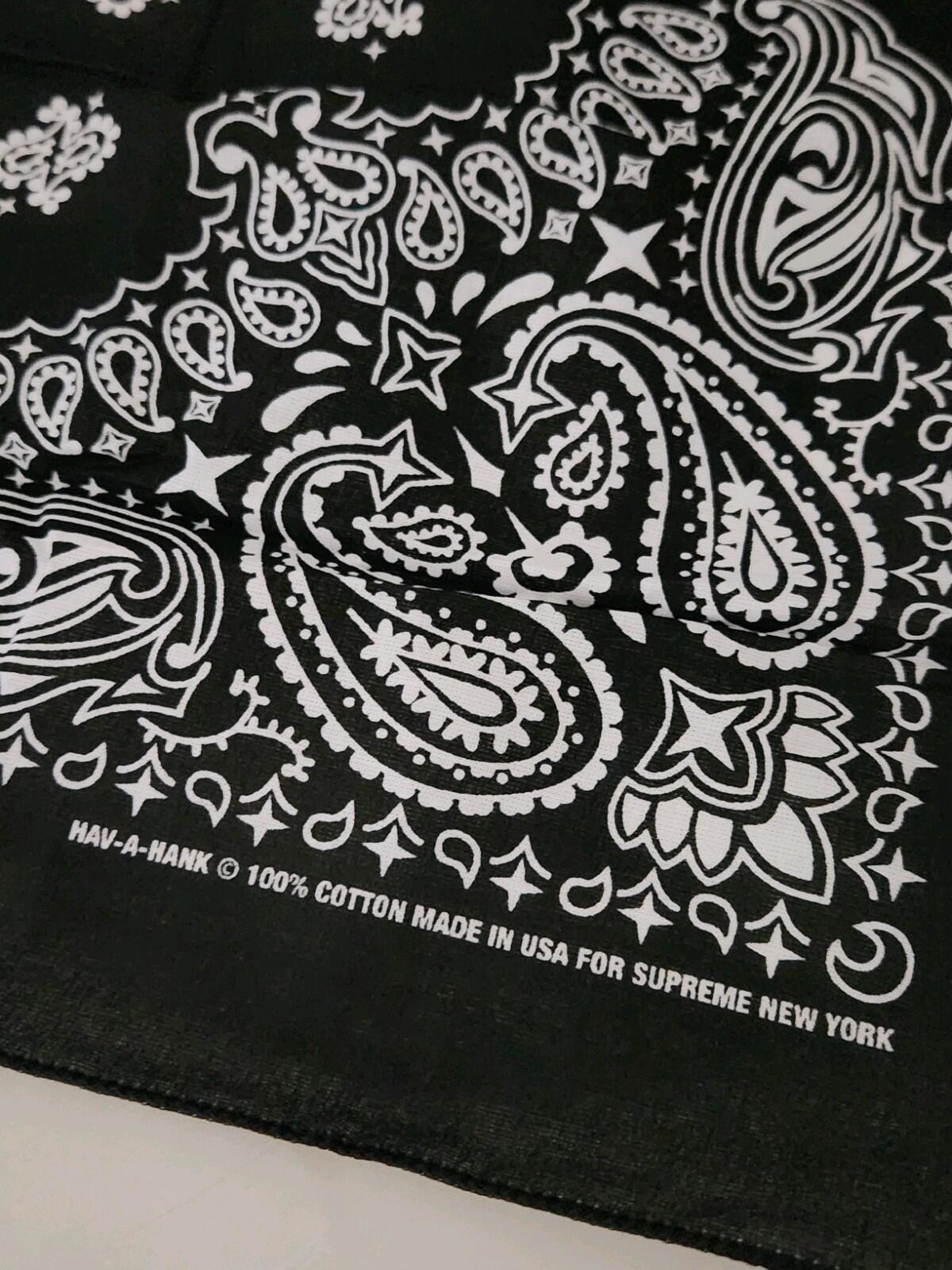 SS24 Supreme x Hav-A-Hank Bandana Black Scarf Cotton