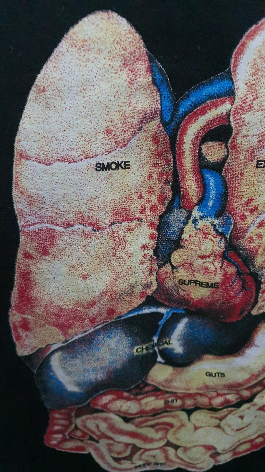FW18 Supreme Guts black Tee t-shirt size L large anatomy organs