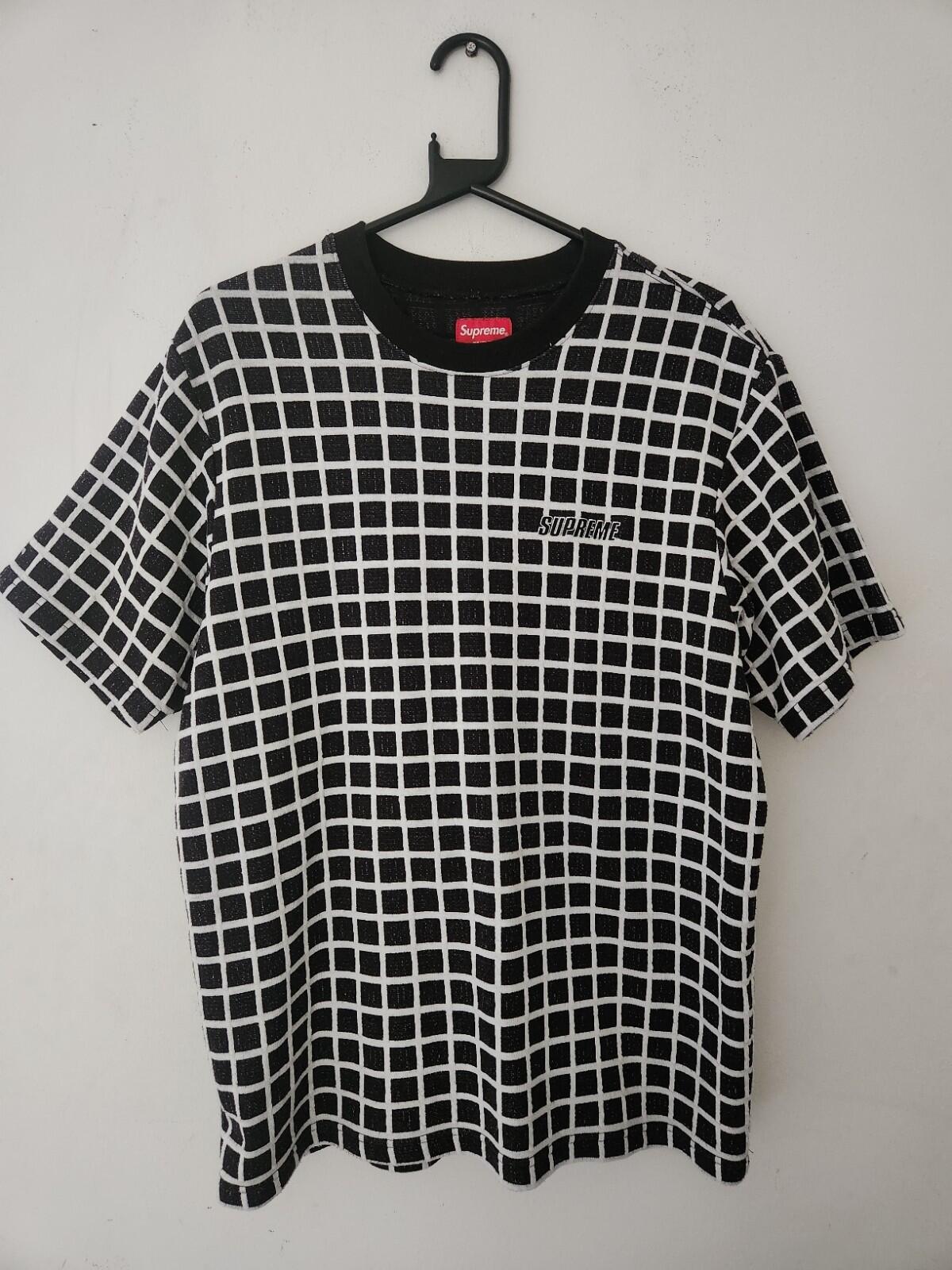 SS19 Supreme Grid Jacquard S/S Top medium M Kurzarm-T-Shirt schwarz weiß