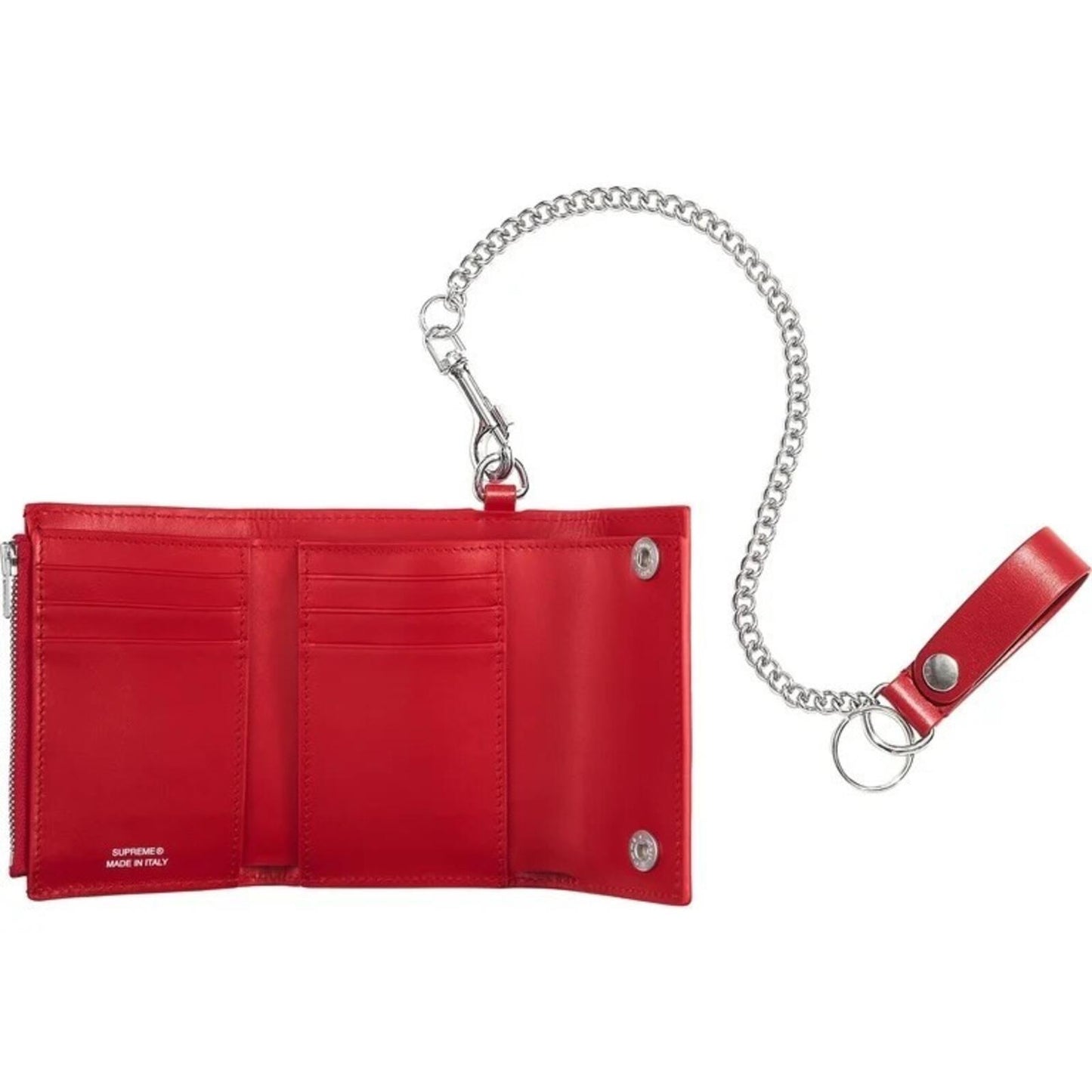 SS25 Supreme Lederketten-Geldbörse Rot