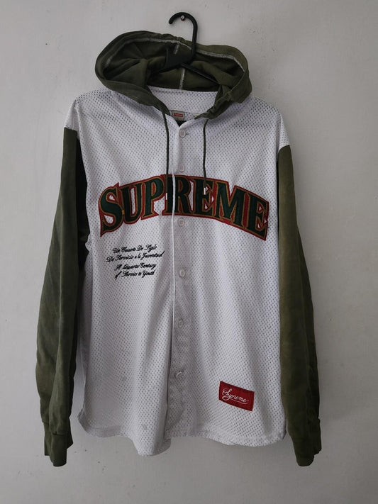 SS20 Supreme Hooded L/S Baseball-Trikot GEFÄRBT olive Größe L Großes Oberteil