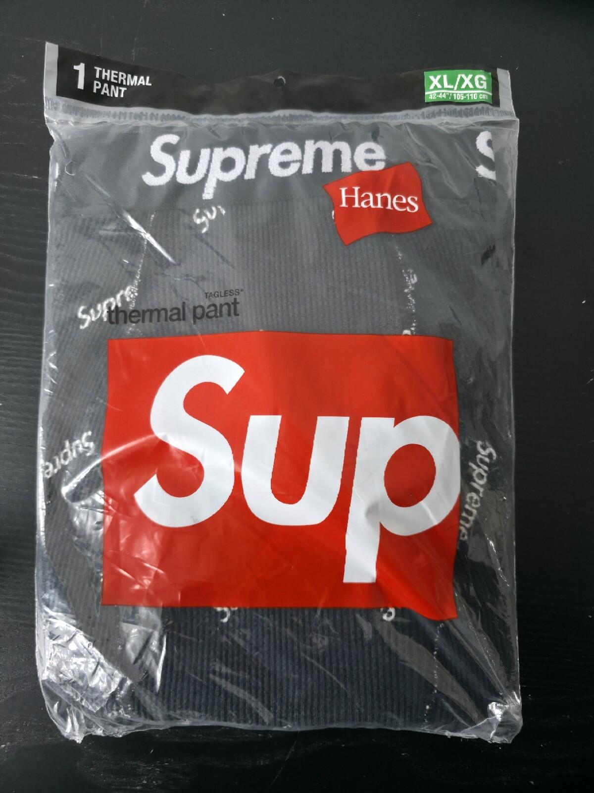 HW20 Supreme Hanes Thermalhose (1er-Pack) Schwarze Logos Größe XL