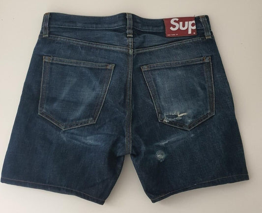 Supreme Denim Shorts blau Größe 30 Vintage Used-Look kurz