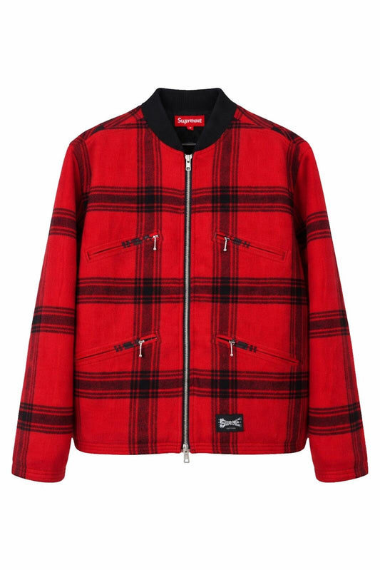 SS19 Supreme Zip Car Wool Jacket Rojo Talla M