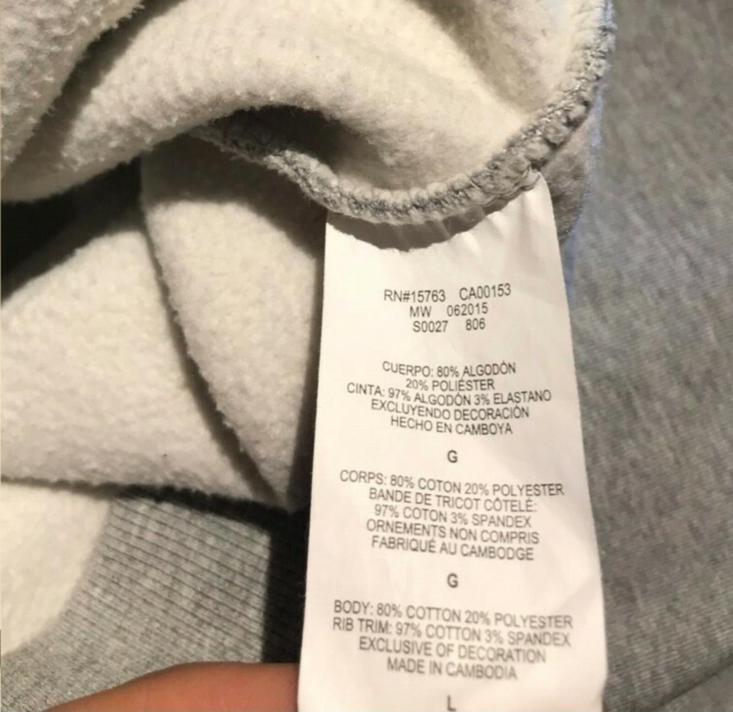 FW15 Supreme x Champion hooded sweatshirt size L large hoodie heather grey Rare