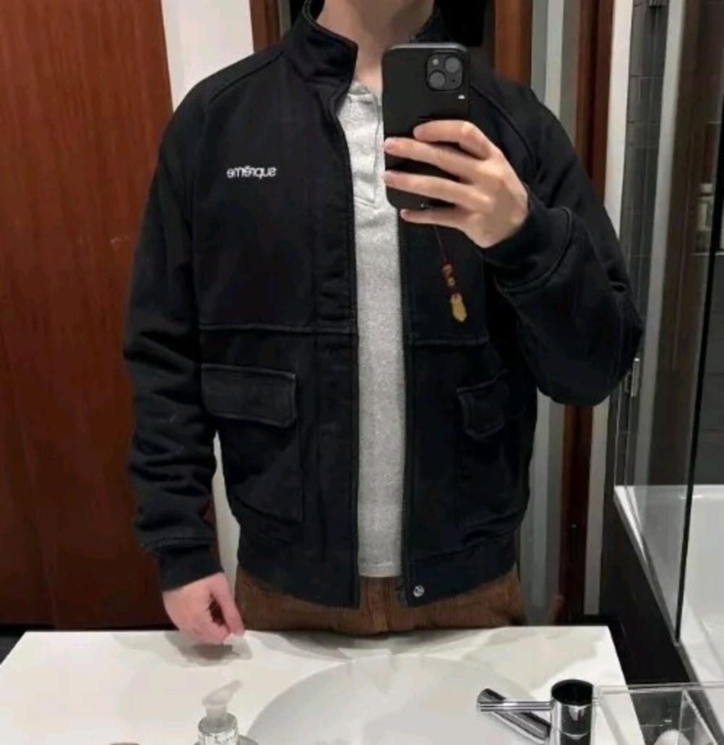 FW14 Supreme Fleece Warm Up Jacket Black Size L
