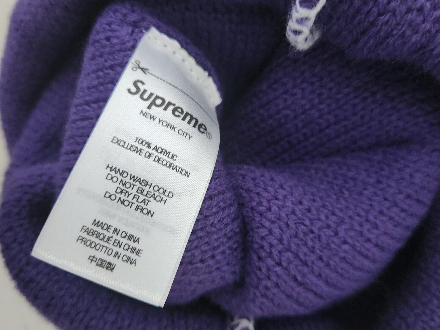 FW22 Supreme Contrast Stitch beanie Purple Hat