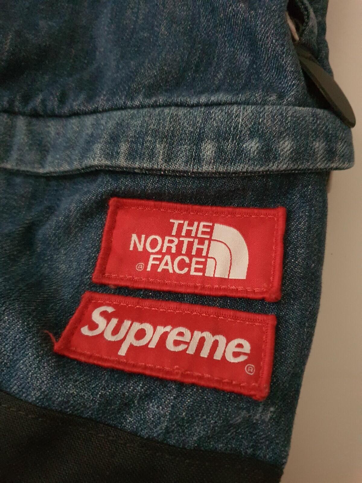 SS15 Supreme x The North Face Denim Day Pack Rucksack Blau