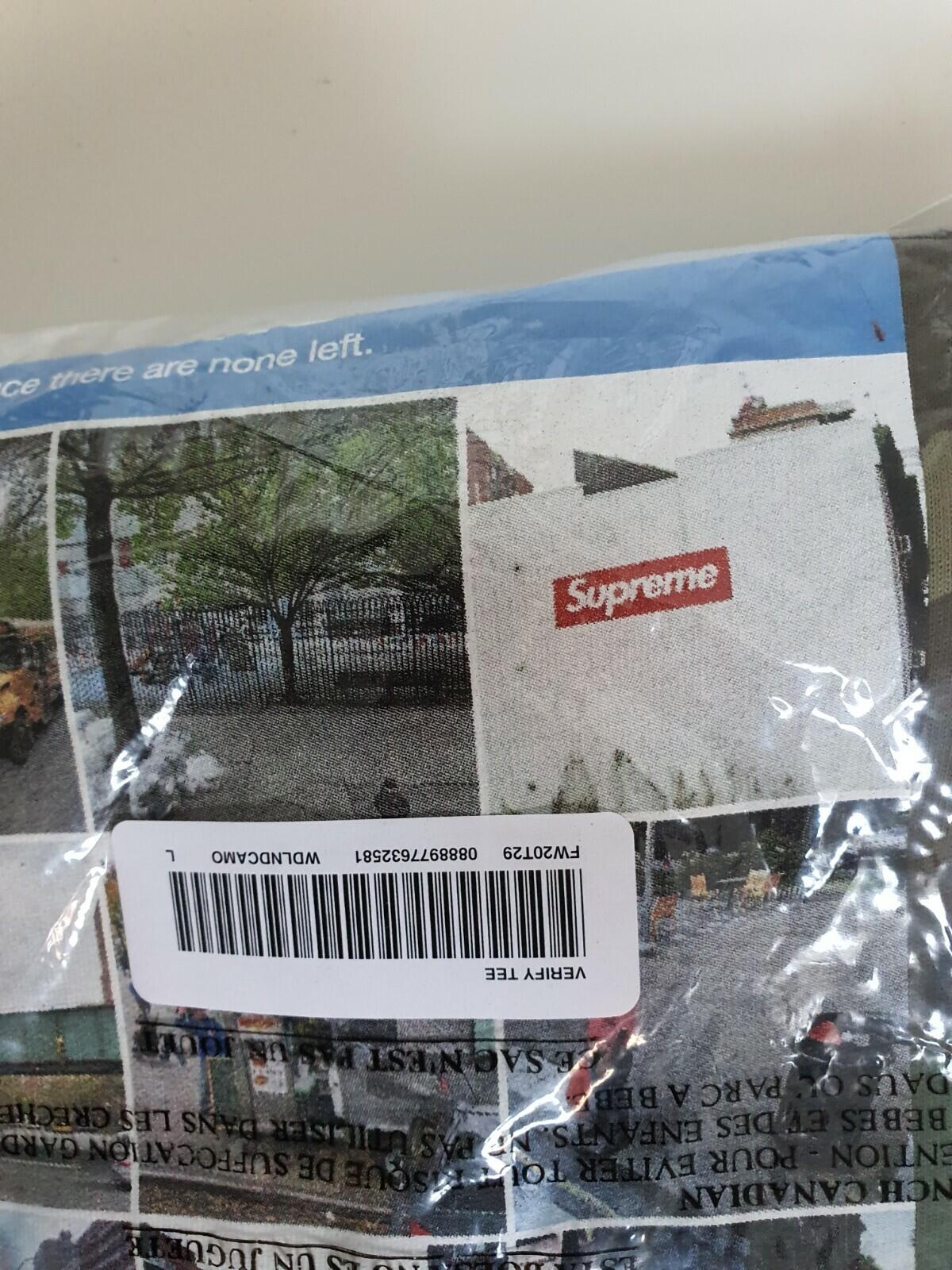 FW20 Supreme Verify Tee Woodland Vamo Size L