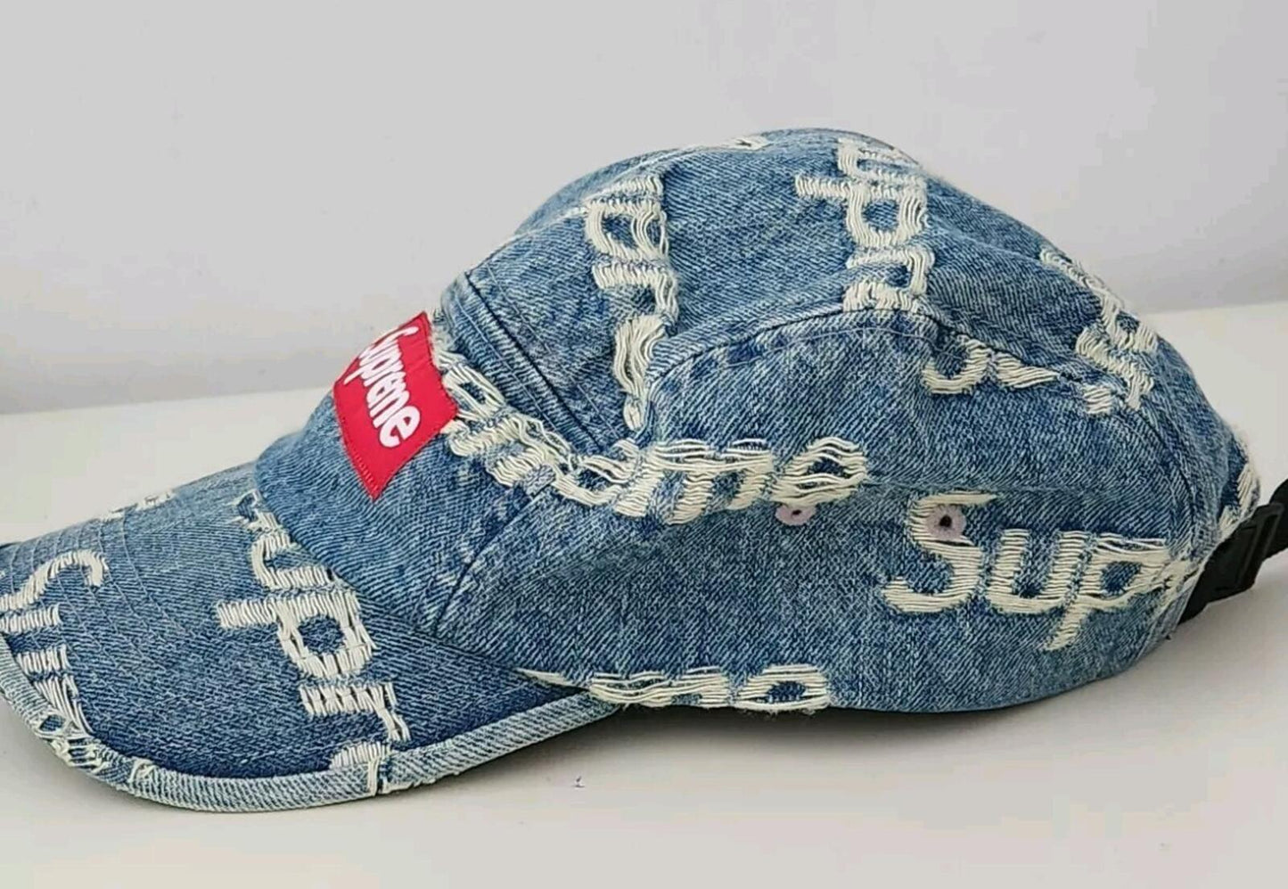 SS21 Supreme Frayed Logos Denim Camp Blue
