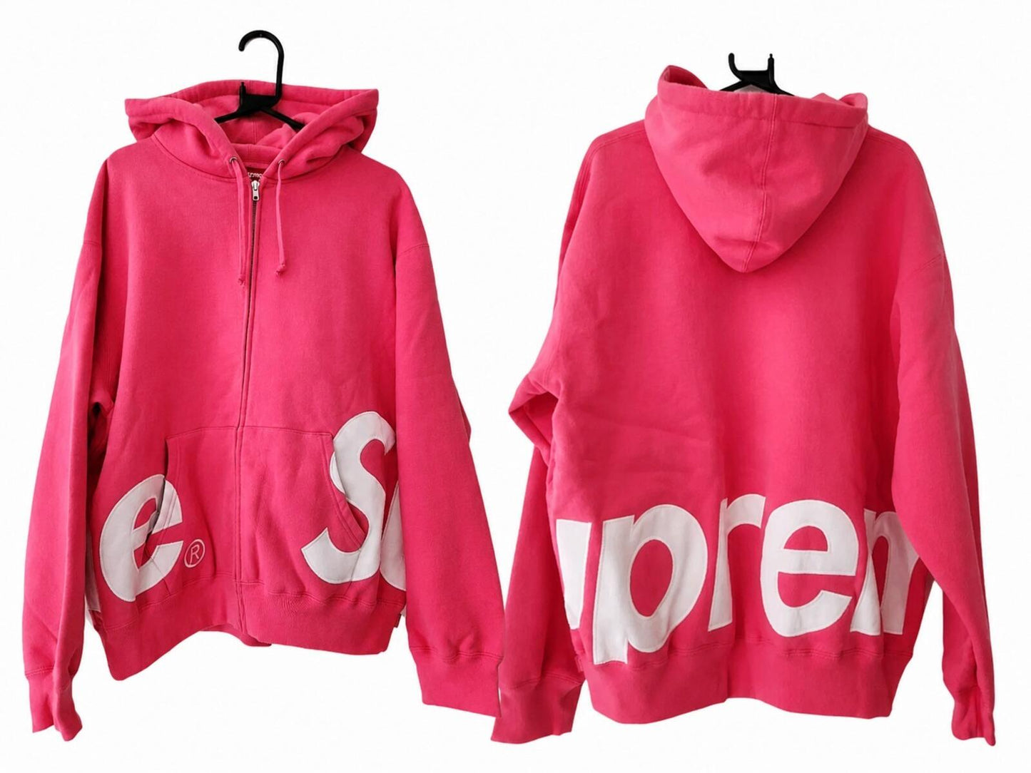 SS25 Supreme Big Logo Zip Up Hooded Sweatshirt Magenta Size L