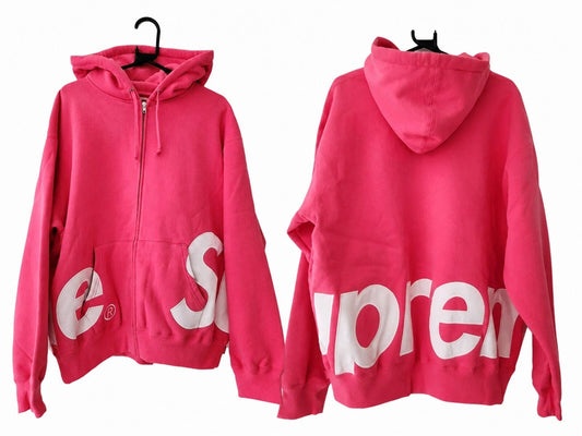 SS25 Supreme Big Logo Zip Up Kapuzenpullover Magenta Größe L
