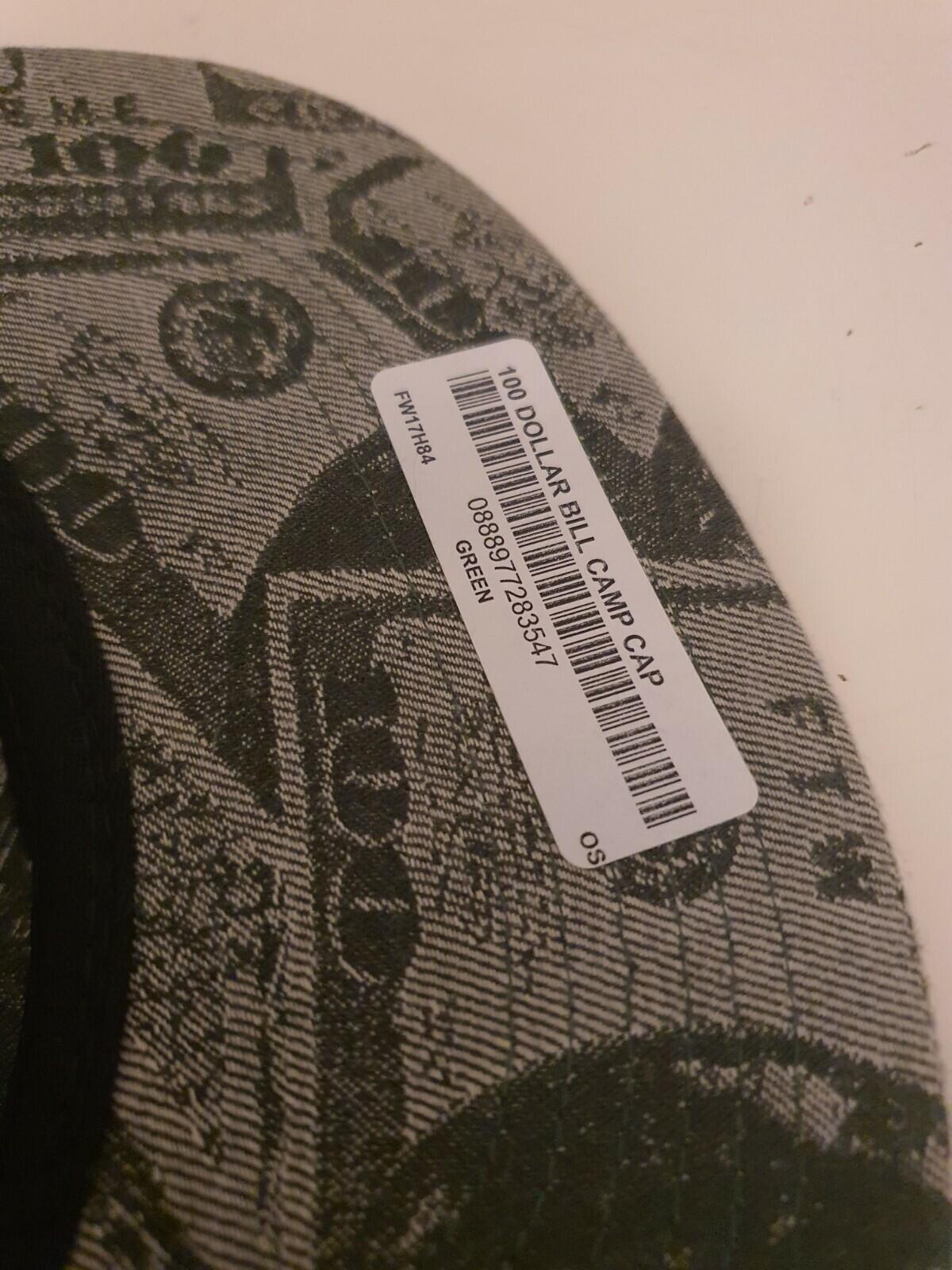 FW17 Supreme 100 Dollar Bill camp cap green hat New