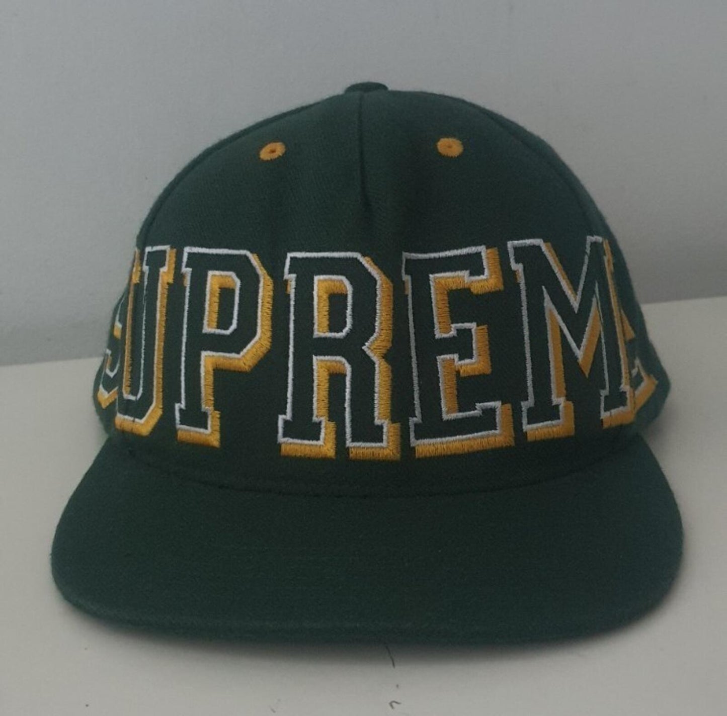 FW13 Supreme Banner 5-panel Hat Dunkelgrün Cap Vintage Sehr Selten 2013 ASAP ROCKY