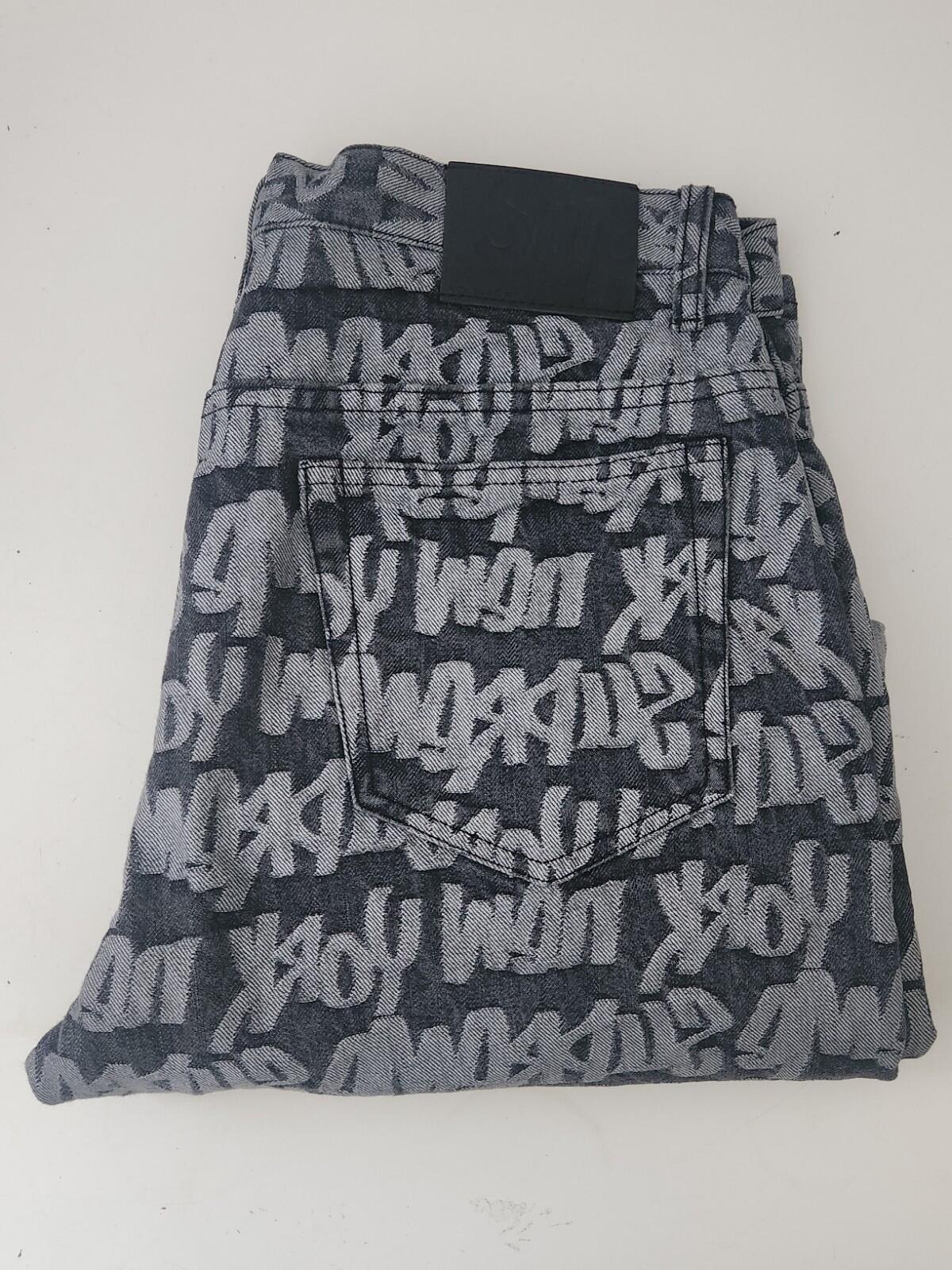 SS22 Supreme Fat Tip Jacquard Regular Jeans Black Size 32 W32 L31.5