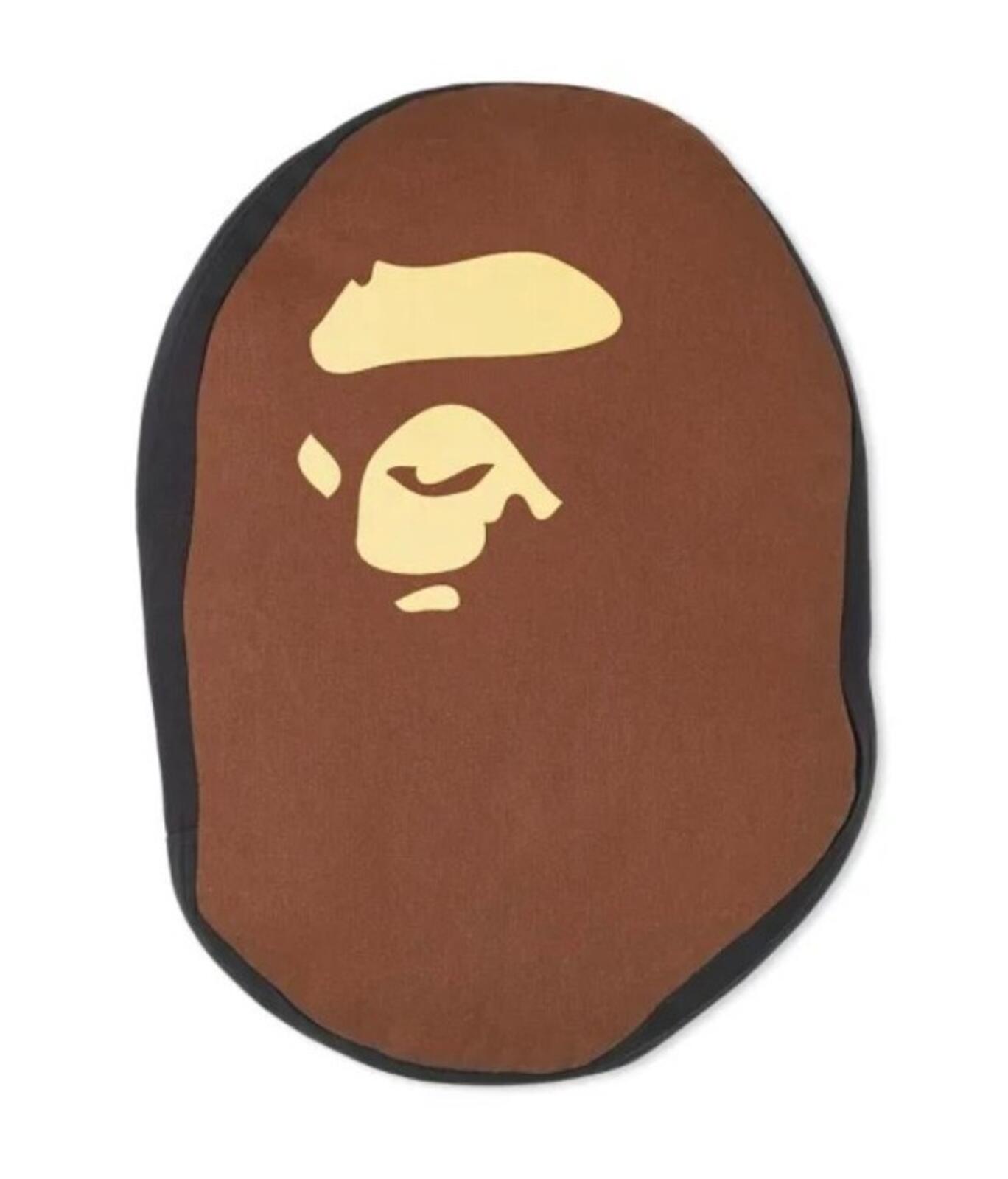 A BATHING APE ape head cushion Pillow brown 46 cm x 36 cm cotton BAPE Accessory