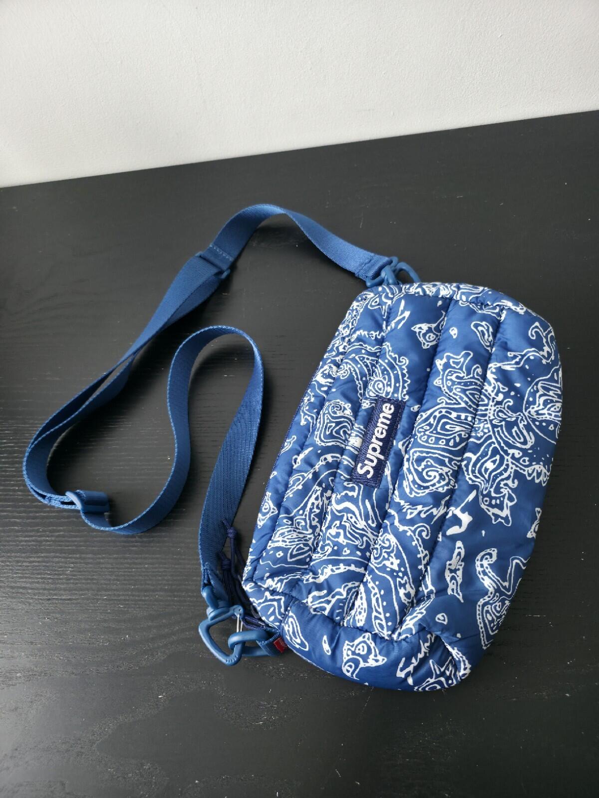 FW22 Supreme Puffer Side Bag Shoulder Blue Paisley Water Resistant