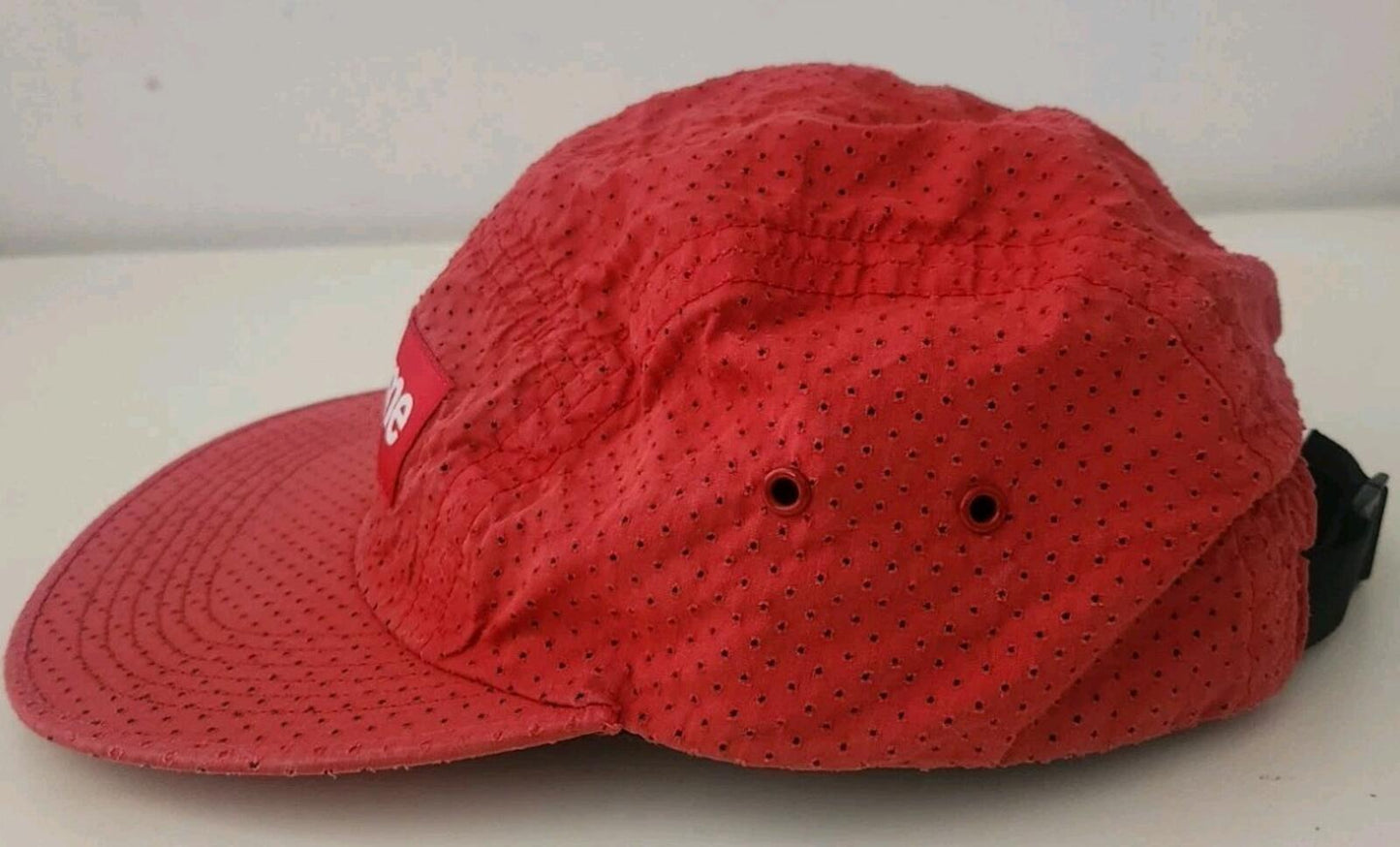 SS17 Supreme Perforated Camp Cap Rot Hut Box Logo Made in U.S.A