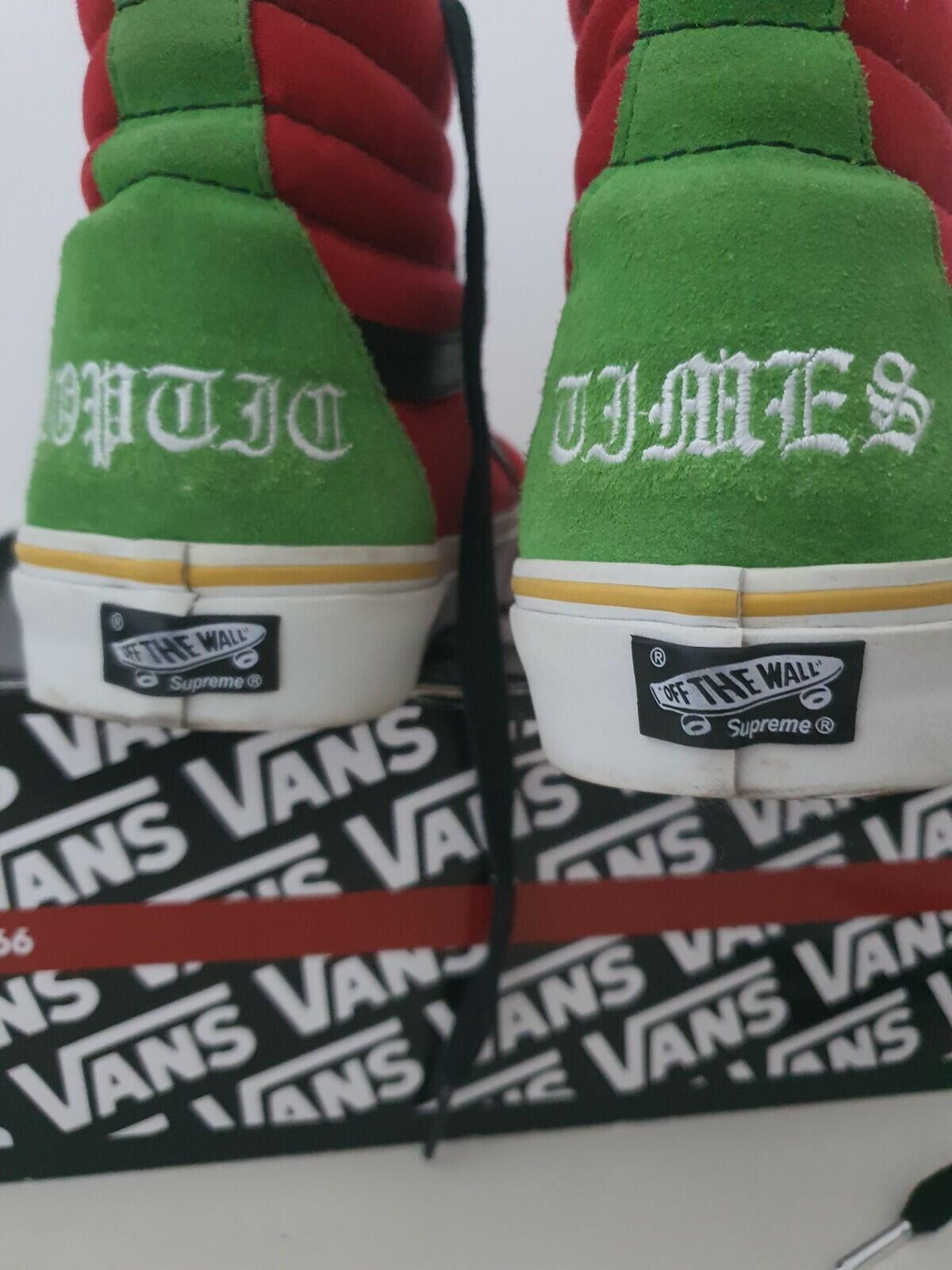 SS08 Supreme Bad Brains Vans Sk8-Hi Red/Green US 8.5 EUR 41 UK 7.5 Vintage 2008