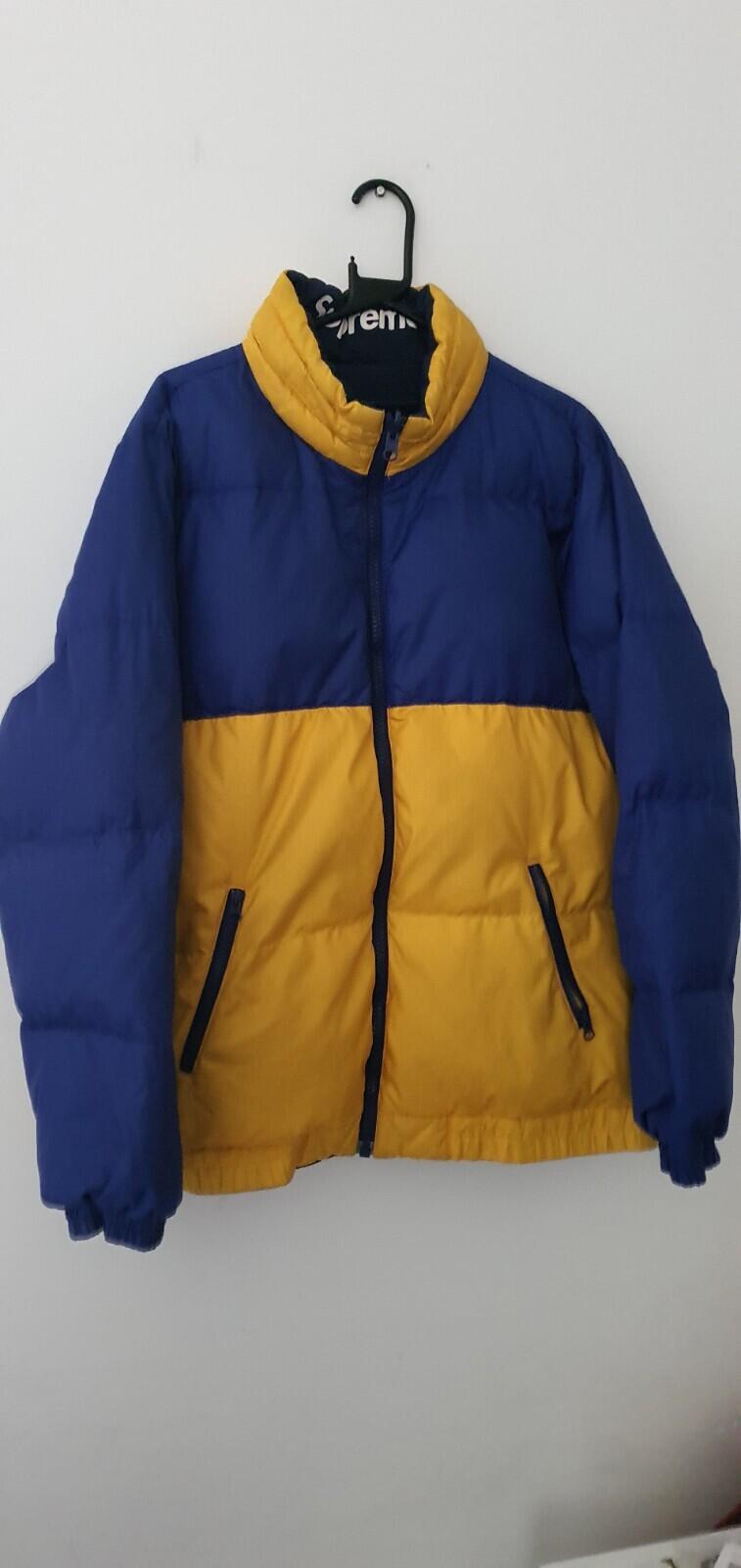 FW14 Supreme reversible Puffy Jacket yellow blue XL duck down puffer Vintage