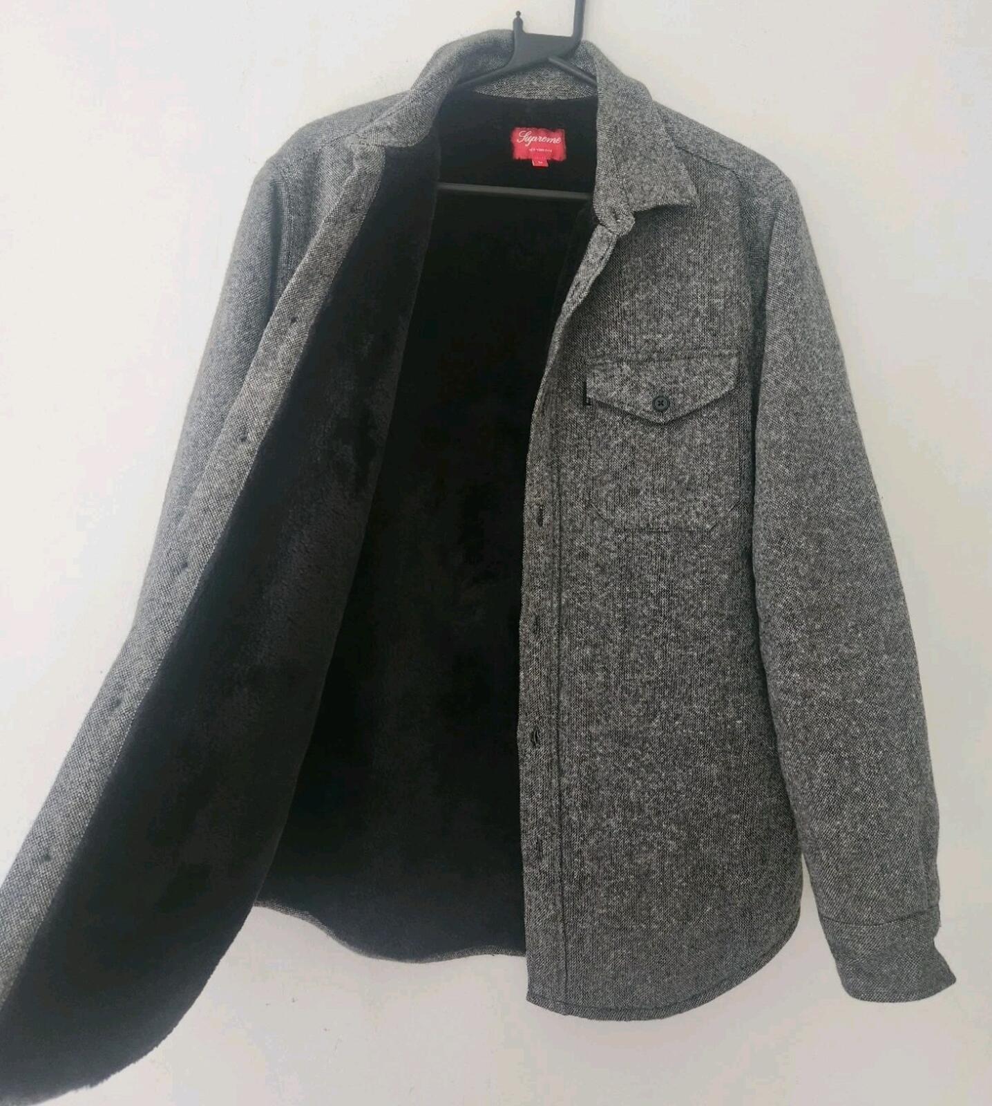 FW12 Supreme Pile Lined Shirt Grey Wool Size M
