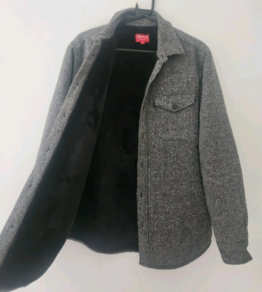 FW12 Supreme Pile Lined Shirt Grey Wool Größe M