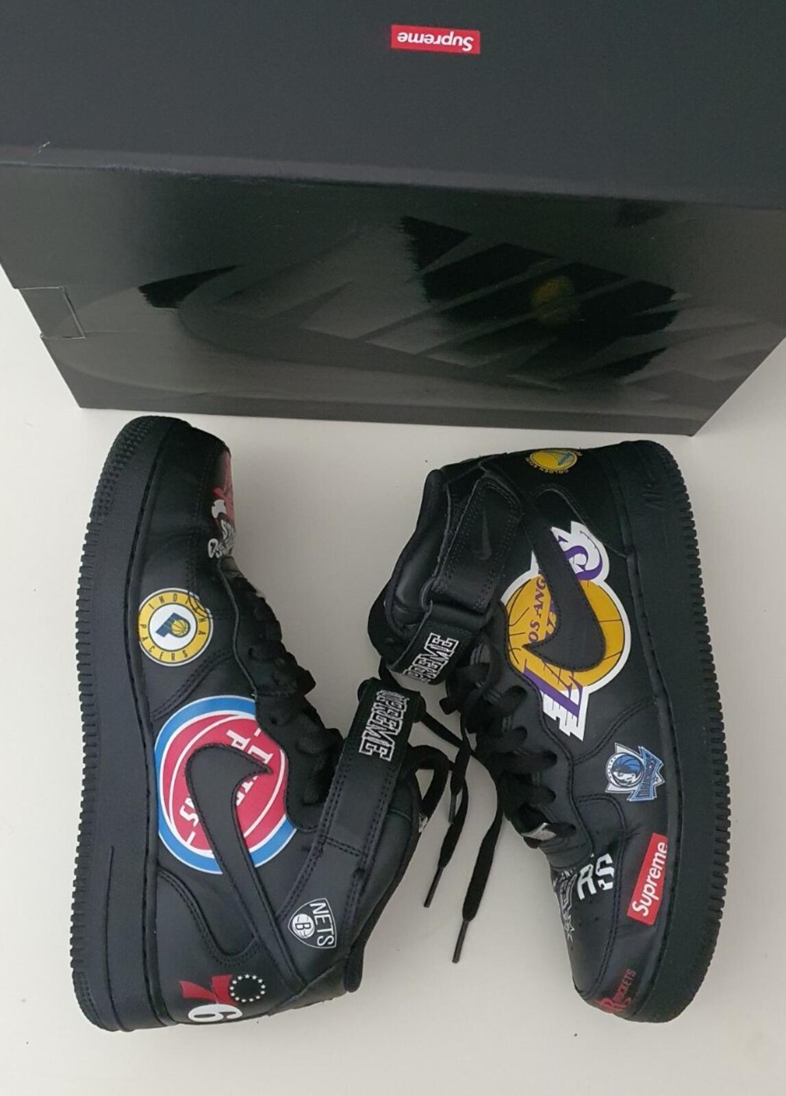 SS18 Supreme Nike Air Force 1 Mid Trainers Schwarz Größe US 8 UK 7 EUR 41 lot NBA