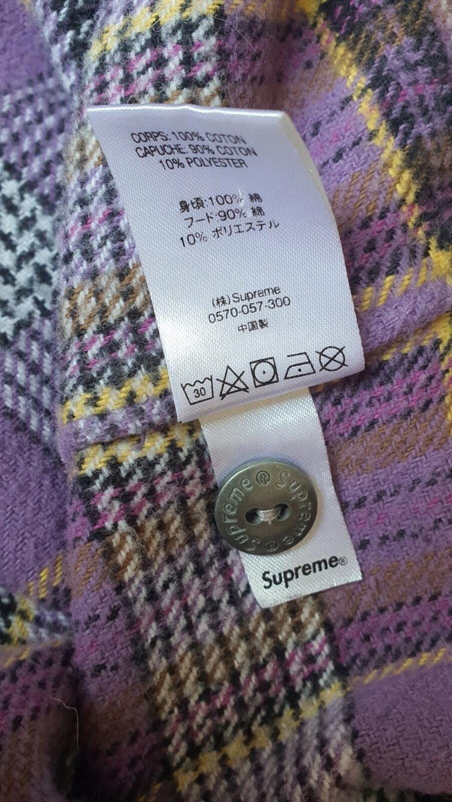 SS18 Supreme Hooded Plaid Flannel Shirt size M medium purple grey