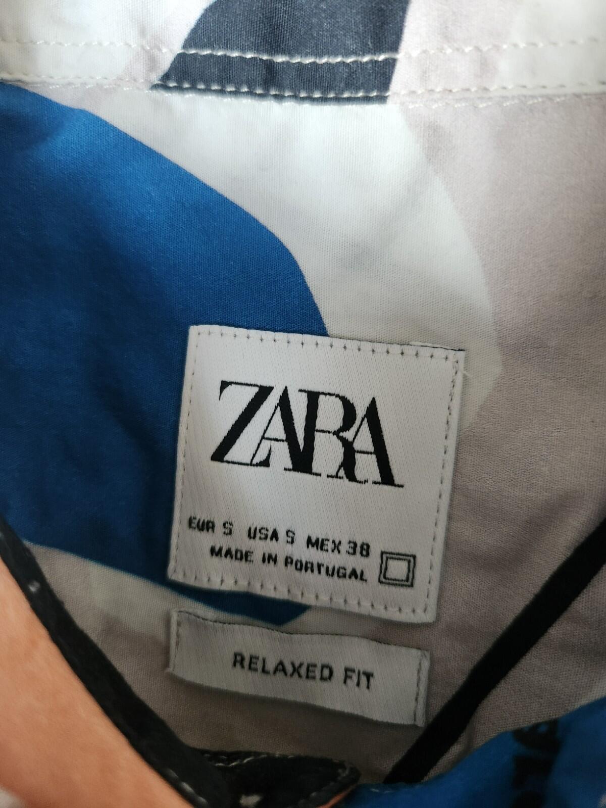 ZARA Abstraktes Hemd Kurzarm Größe S Small Relaxed Fit Made In Portugal