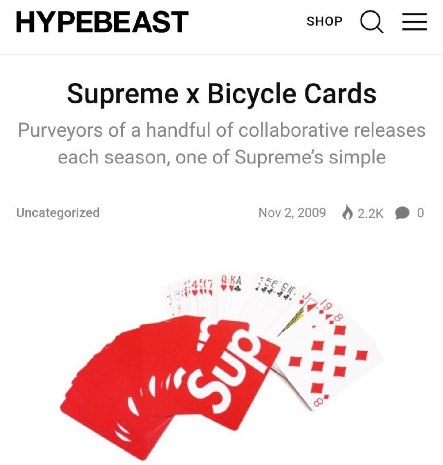 FW09 Supreme x Bicycle Playing Cards vintage from 2009 SUP Very rare