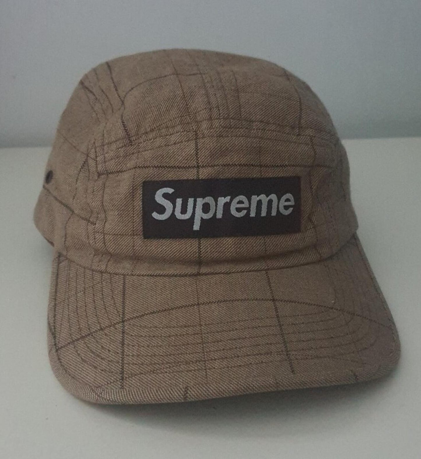 2002 Supreme Tweed Camp Cap Mütze Vintage Sehr selten Braun Beige