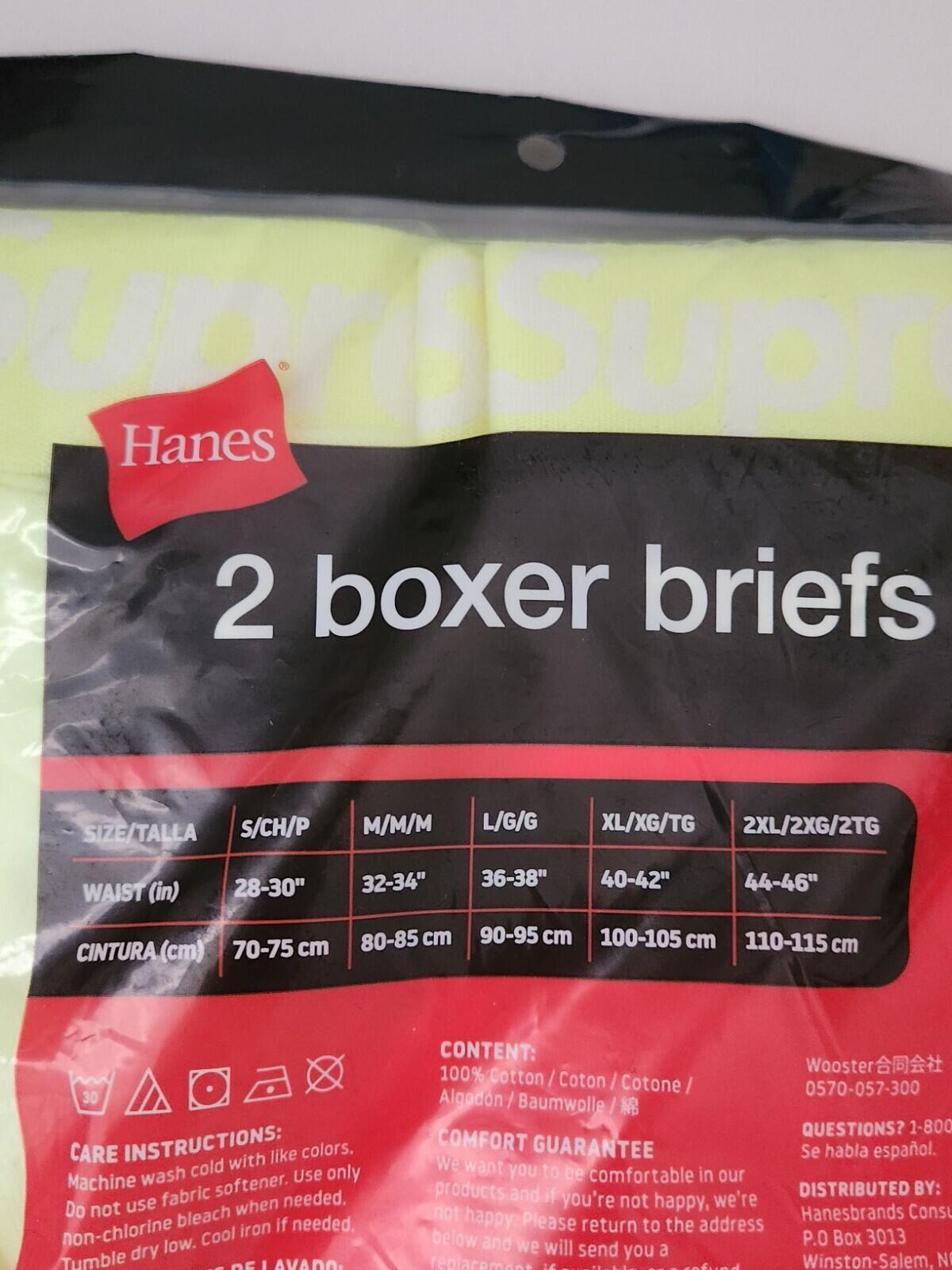 SS23 Supreme Hanes boxer briefs (2pack) XXL 2XL New Underwear Fluorescent Yellow