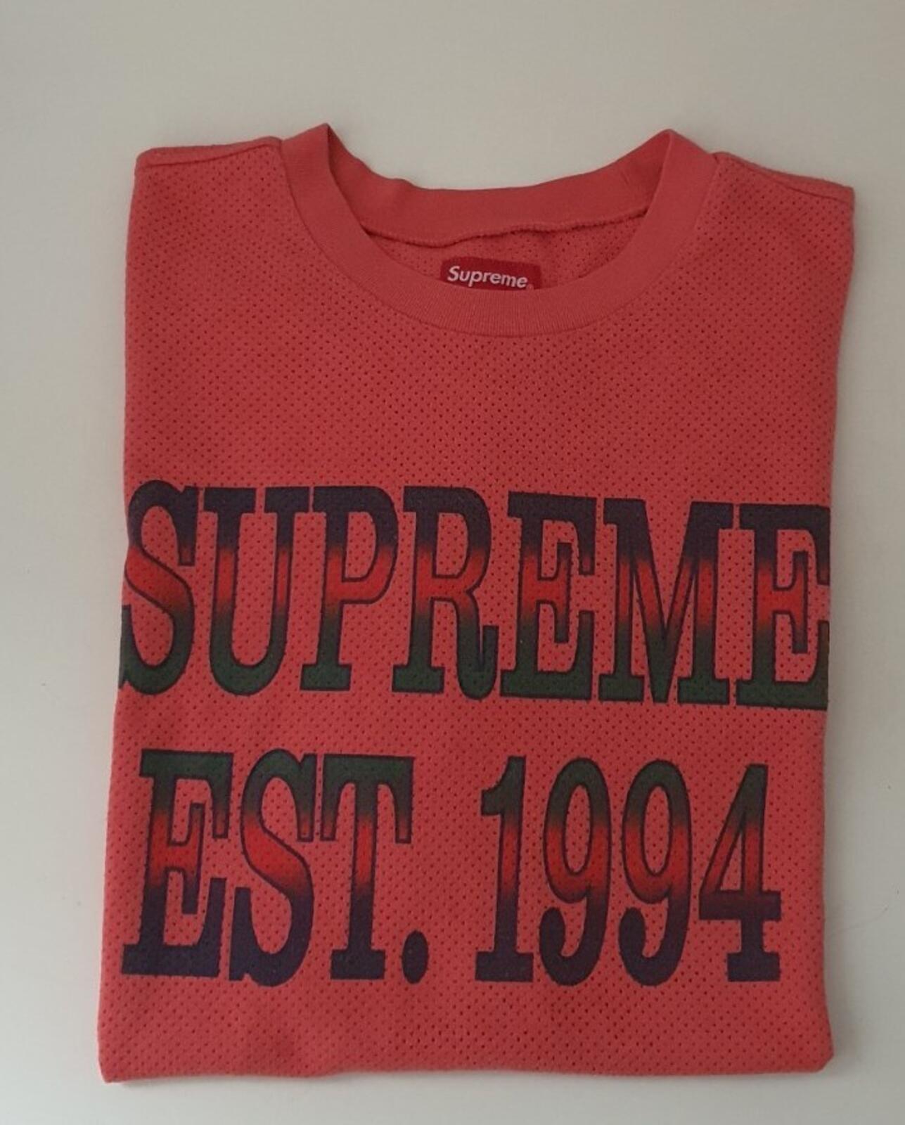 SS20 Supreme Cotton Mesh Gradient Logo Top tee M medium T-shirt Est. 1994 coral